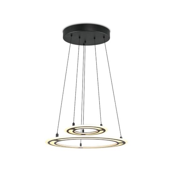 Lampadario led 53w cct 2700k 6500k con telecomando a doppio anello motorizzato nero