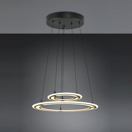 Lampadario led 53w cct 2700k 6500k con telecomando a doppio anello motorizzato nero