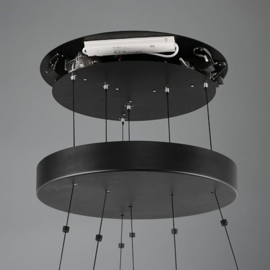 Lampadario led 53w cct 2700k 6500k con telecomando a doppio anello motorizzato nero