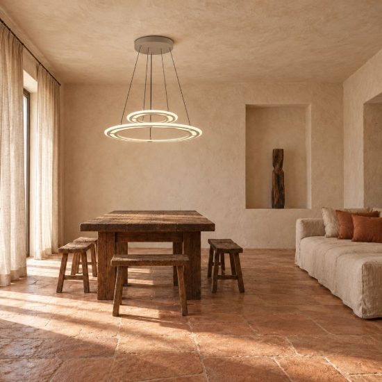 Lampadario led 53w cct 2700k 6500k con telecomando a doppio anello motorizzato tortora
