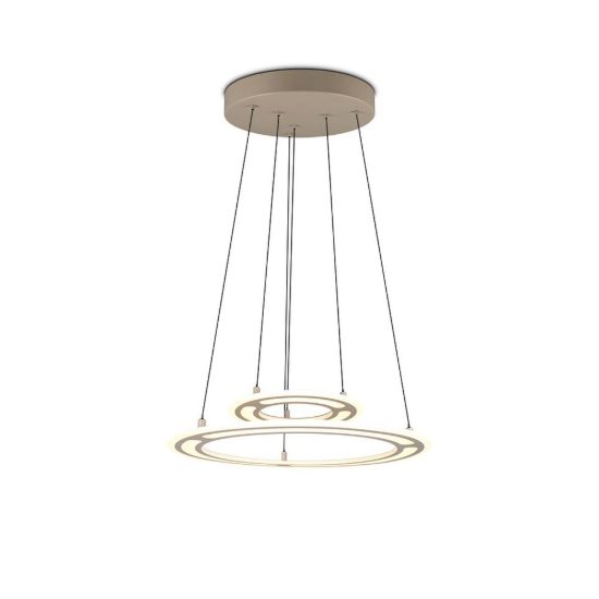 Lampadario led 53w cct 2700k 6500k con telecomando a doppio anello motorizzato tortora