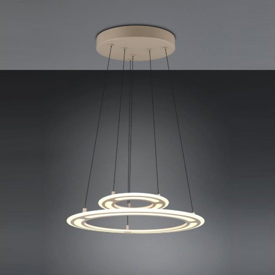 Lampadario led 53w cct 2700k 6500k con telecomando a doppio anello motorizzato tortora