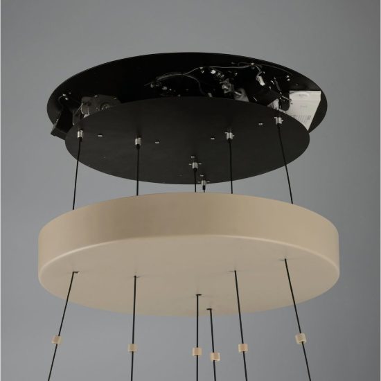 Lampadario led 53w cct 2700k 6500k con telecomando a doppio anello motorizzato tortora