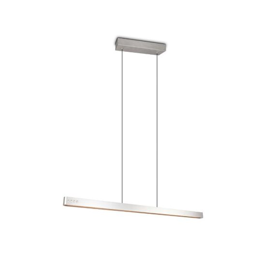 Lampadario per salotto lineare led 40w cct 2700k 6500k con telecomando bi-emissione motorizzato nichel opaco