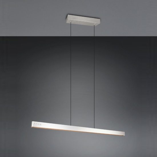 Lampadario per salotto lineare led 40w cct 2700k 6500k con telecomando bi-emissione motorizzato nichel opaco