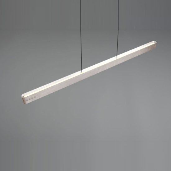 Lampadario per salotto lineare led 40w cct 2700k 6500k con telecomando bi-emissione motorizzato nichel opaco