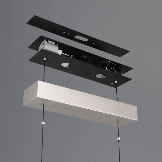Lampadario per salotto lineare led 40w cct 2700k 6500k con telecomando bi-emissione motorizzato nichel opaco