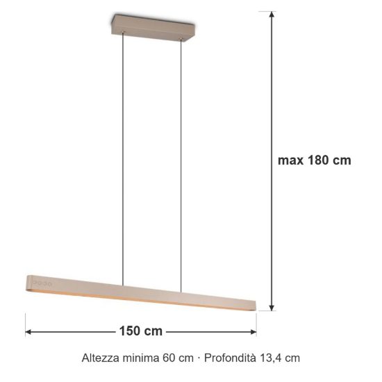 Lampadario per soggiorno lineare led 40w cct 2700k 6500k con telecomando bi-emissione motorizzato beige