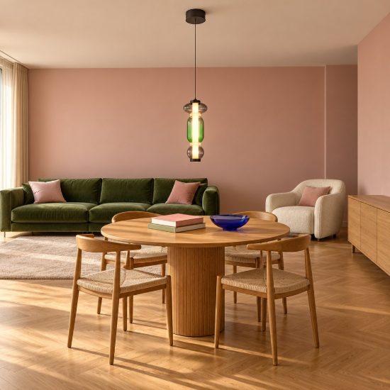Lampada a sospensione led 6w 2300k 3000k 4000k per sala da pranzo moderna con vetro multicolore