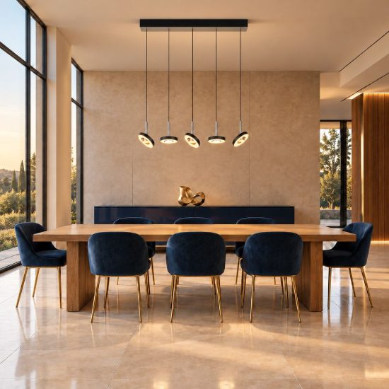 Lampadario a sospensione 5 luci led 40w 2300k 3000k 4000k rettangolare nero e nichel opaco