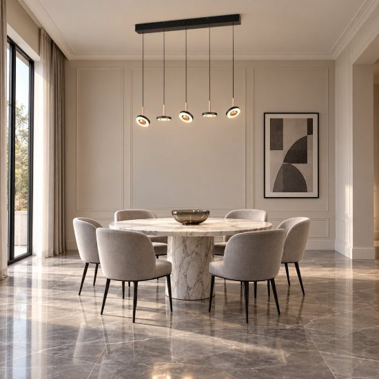 Lampadario con 5 pendenti per sala da pranzo led 40w cct 2300k 3000k 4000k rettangolare nero caffe