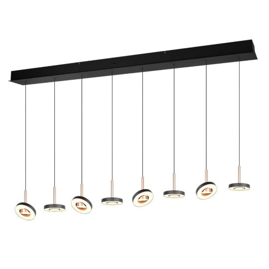Lampadario con 8 pendenti per sala da pranzo led 64w cct 2300k 3000k 4000k rettangolare nero caffe