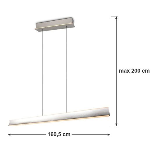 Lampadario lineare led 50w 2000k 4000k dim to warm regolabile in altezza nichel opaco