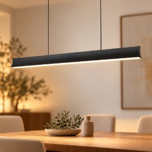 Lampadario lineare led 50w 2000k 4000k dim to warm regolabile in altezza nero
