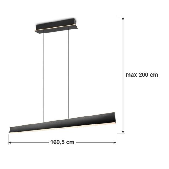 Lampadario lineare led 50w 2000k 4000k dim to warm regolabile in altezza nero