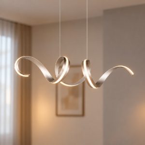Lampadario a sospensione grande led 80w 2000k 4000k dimmerabile dim to warm a spirale nichel opaco