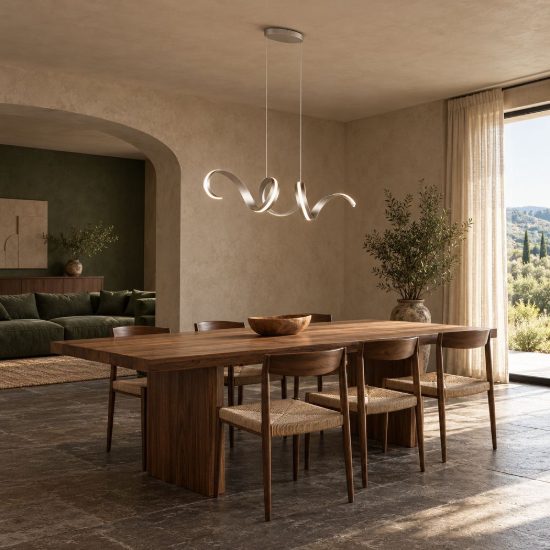 Lampadario a sospensione grande led 80w 2000k 4000k dimmerabile dim to warm a spirale nichel opaco