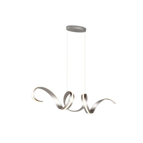 Lampadario a sospensione grande led 80w 2000k 4000k dimmerabile dim to warm a spirale nichel opaco