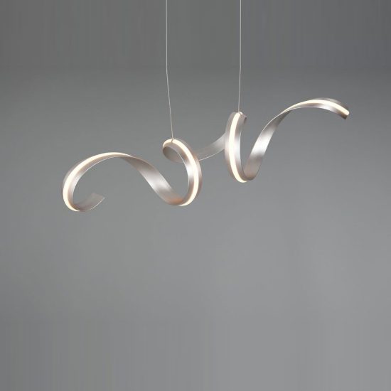 Lampadario a sospensione grande led 80w 2000k 4000k dimmerabile dim to warm a spirale nichel opaco