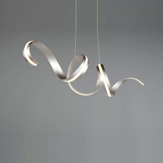 Lampadario a sospensione grande led 80w 2000k 4000k dimmerabile dim to warm a spirale nichel opaco