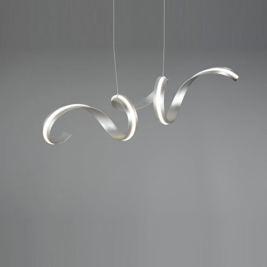 Lampadario a sospensione grande led 80w 2000k 4000k dimmerabile dim to warm a spirale nichel opaco
