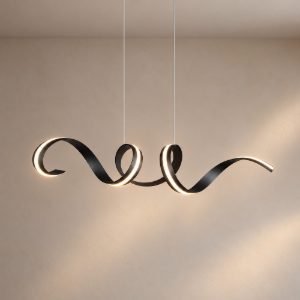 Lampadario a sospensione grande led 80w 2000k 4000k dimmerabile dim to warm a spirale nero