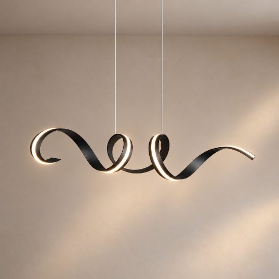 Lampadario a sospensione grande led 80w 2000k 4000k dimmerabile dim to warm a spirale nero