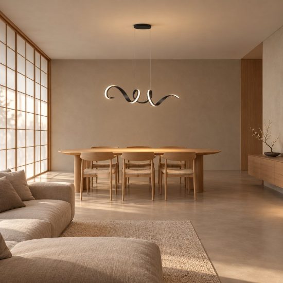 Lampadario a sospensione grande led 80w 2000k 4000k dimmerabile dim to warm a spirale nero