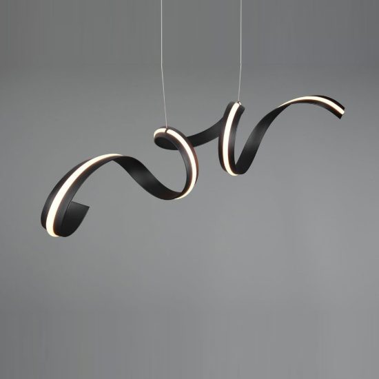 Lampadario a sospensione grande led 80w 2000k 4000k dimmerabile dim to warm a spirale nero