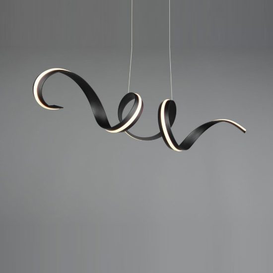 Lampadario a sospensione grande led 80w 2000k 4000k dimmerabile dim to warm a spirale nero