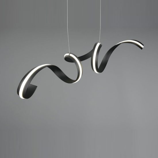 Lampadario a sospensione grande led 80w 2000k 4000k dimmerabile dim to warm a spirale nero