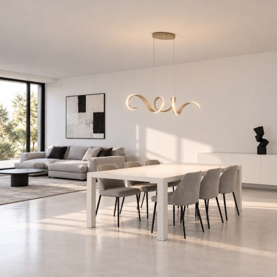 Lampadario a sospensione grande led 80w 2000k 4000k dimmerabile dim to warm a spirale beige