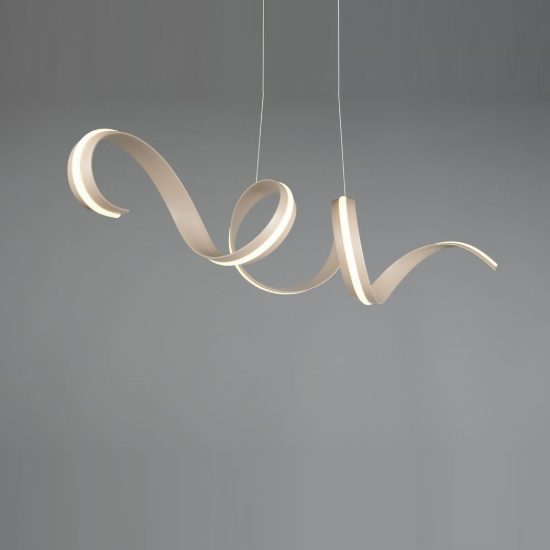 Lampadario a sospensione grande led 80w 2000k 4000k dimmerabile dim to warm a spirale beige