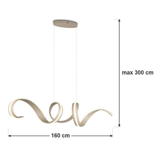 Lampadario a sospensione grande led 80w 2000k 4000k dimmerabile dim to warm a spirale beige