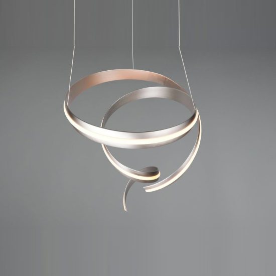 Lampadario a sospensione piccolo led 80w 2000k 4000k dimmerabile dim to warm a spirale nichel opaco