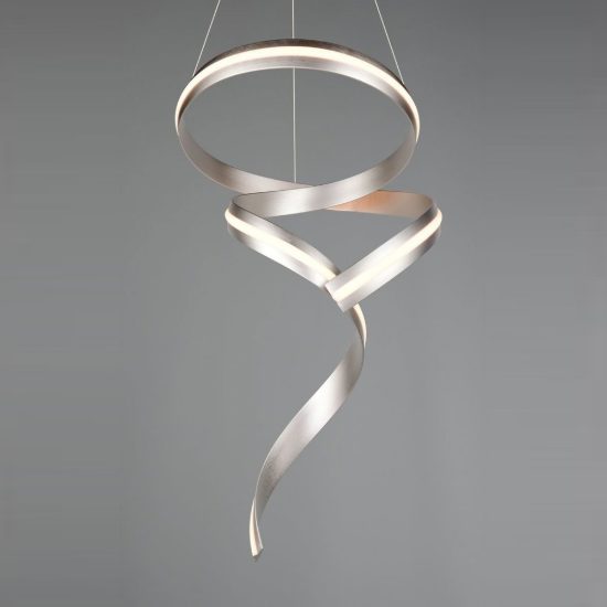 Lampadario a sospensione piccolo led 80w 2000k 4000k dimmerabile dim to warm a spirale nichel opaco