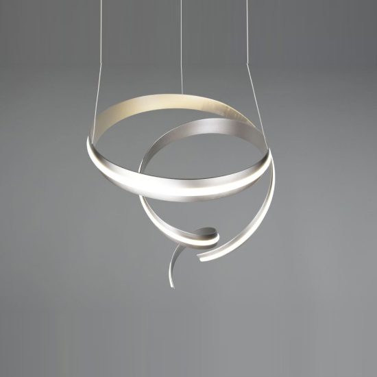 Lampadario a sospensione piccolo led 80w 2000k 4000k dimmerabile dim to warm a spirale nichel opaco
