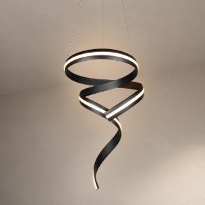 Lampadario a sospensione piccolo led 80w 2000k 4000k dimmerabile dim to warm a spirale nero