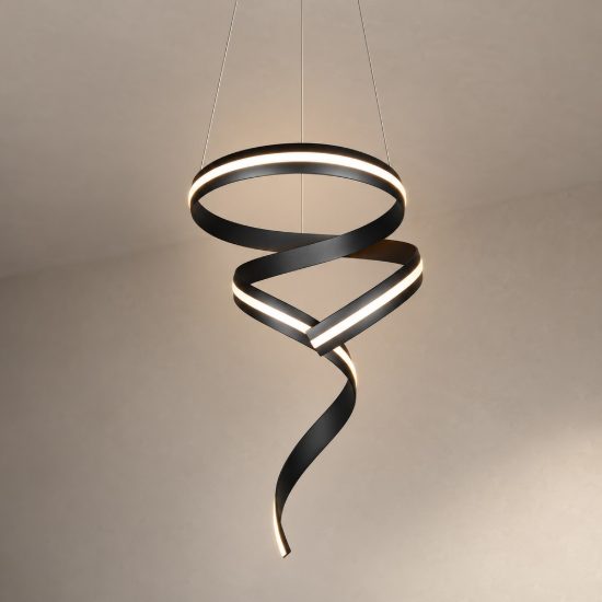 Lampadario a sospensione piccolo led 80w 2000k 4000k dimmerabile dim to warm a spirale nero