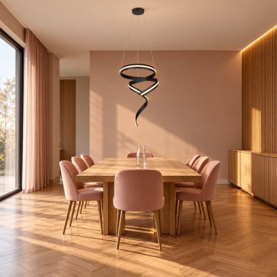 Lampadario a sospensione piccolo led 80w 2000k 4000k dimmerabile dim to warm a spirale nero