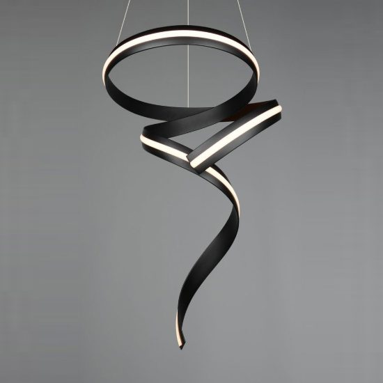 Lampadario a sospensione piccolo led 80w 2000k 4000k dimmerabile dim to warm a spirale nero