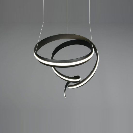 Lampadario a sospensione piccolo led 80w 2000k 4000k dimmerabile dim to warm a spirale nero