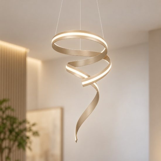 Lampadario a sospensione piccolo led 80w 2000k 4000k dimmerabile dim to warm a spirale beige