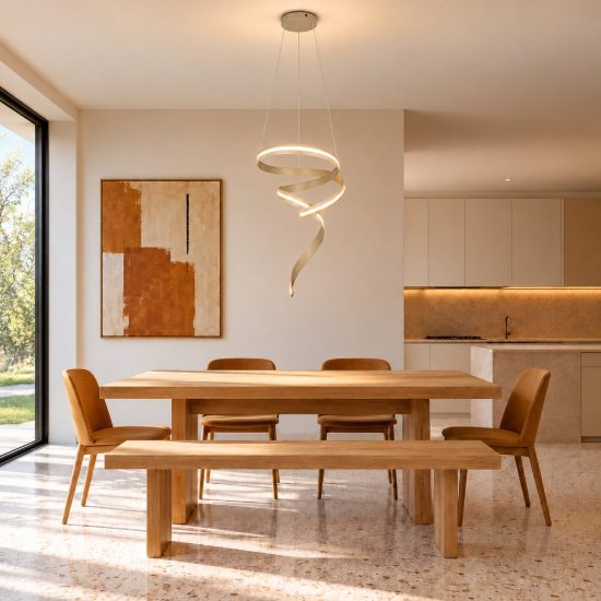 Lampadario a sospensione piccolo led 80w 2000k 4000k dimmerabile dim to warm a spirale beige