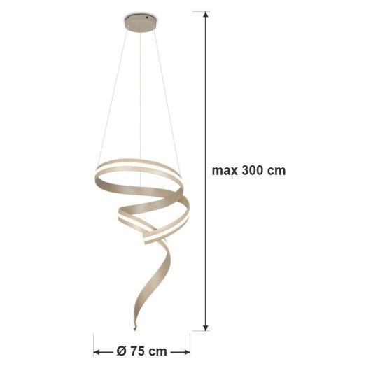 Lampadario a sospensione piccolo led 80w 2000k 4000k dimmerabile dim to warm a spirale beige