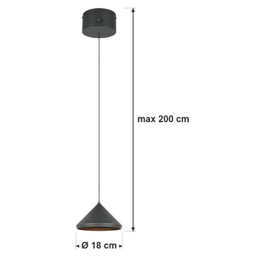 Lampada a sospensione led 5w 2300k 3000k 4000k per sala da pranzo conica nera