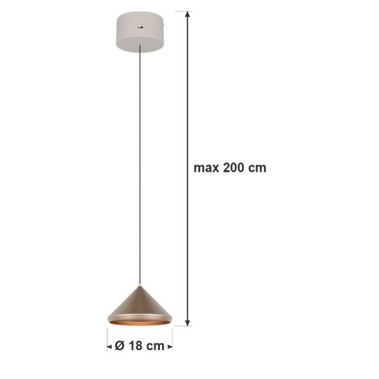 Lampada a sospensione led 5w 2300k 3000k 4000k per sala da pranzo conica caffè e grigio caldo