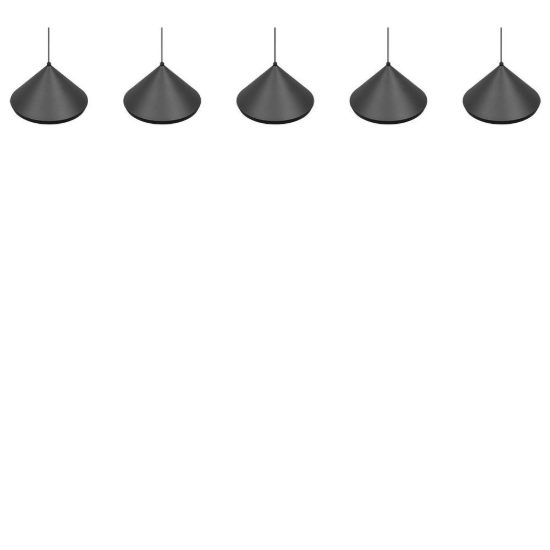 Lampadario a sospensione con 5 pendenti led 25w cct 2300k 3000k 4000k lineare a coni nero