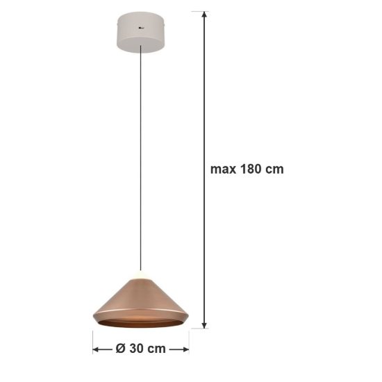 Lampadario a sospensione led 14w 2300k 3000k 4000k conico caffè e grigio caldo