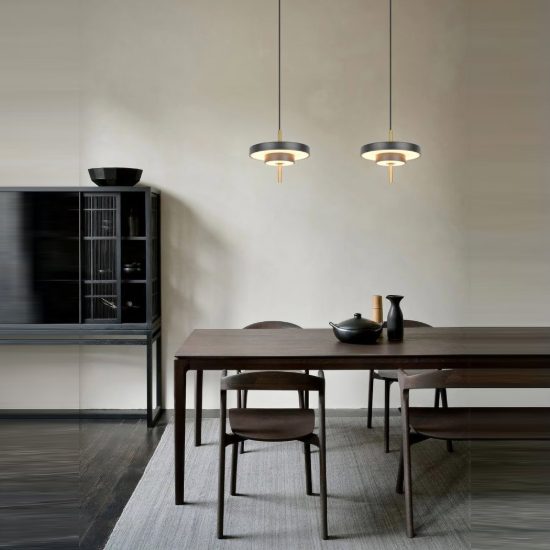 Lampada a sospensione led 10w 2300k 3000k 4000k nera e caffè a dischi sovrapposti